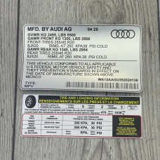 Шильди з технічною інформацією на запчастини до Audi